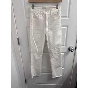 MOTHER The Hustler Ankle Fray Jeans White Fairest Of Them All High Rise 26